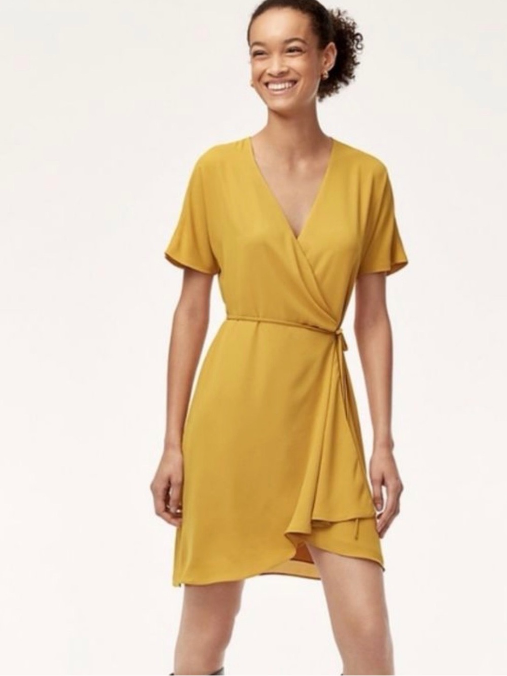 Babaton Wallace Wrap dress in Acacia yellow
